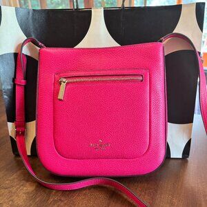 Kate Spade Leila Top Zip Crossbody Messenger Purse Pebble Leather Bright Rose